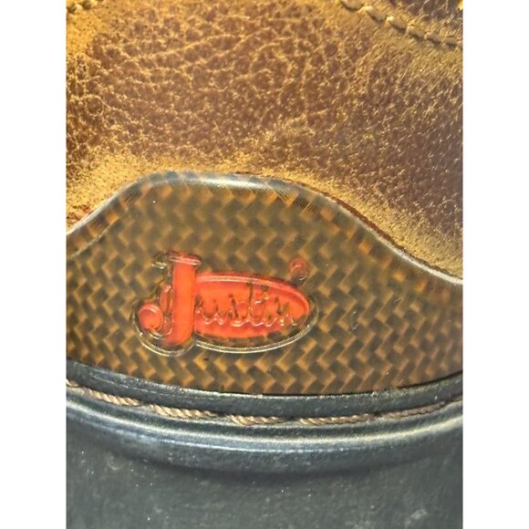 Justin Western Boots Brown Leather Size 7 - Picture 8 of 11
